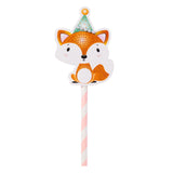 Happy Birthday green hat little fox cake topper 3/pc