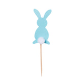 Blue bunny cupcake toppers with furry tail 5/pc
