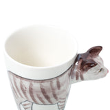 Striped grey cat 3D coffee tea mug