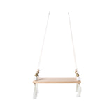 solid wood wall shelf with round beads tassel