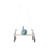 solid wood wall shelf with octagonal beads tassel