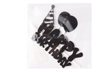 Black happy birthday balloon cake topper DIY kit