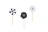 3D jewelled flower cupcake topper 3/pc