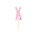 Pink bunny cupcake toppers with furry tail 5/pc