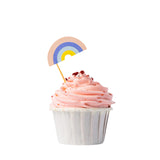 Small pink rainbow and blue unicorn cupcake toppers 6/pc