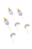 Small pink rainbow and blue unicorn cupcake toppers 6/pc