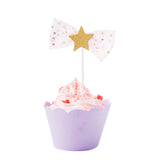 star with chiffron bowtie cupcake topper 3/pc