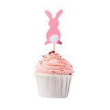 Pink bunny cupcake toppers with furry tail 5/pc